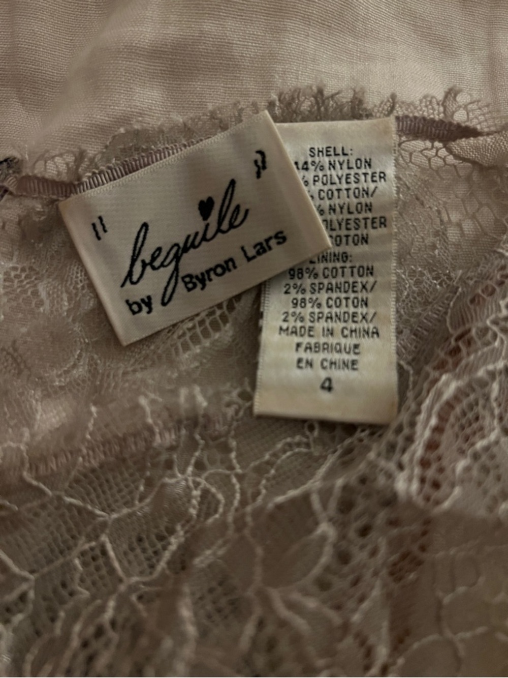 ANTHRO Byron Lars Pale Gray Lace Midi Dress with Self-Tie Waist - Picture 4 of 4